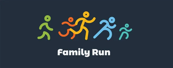 Семейная гонка. красочный логотип Runners.logo для проведения соревнований. векторная иллюстрация — стоковый вектор