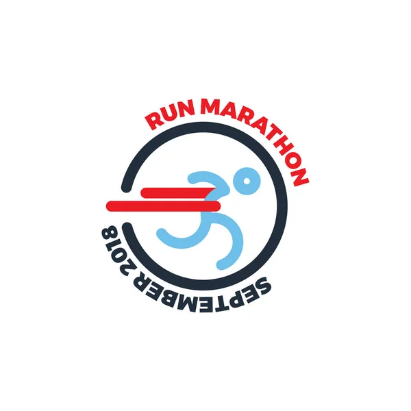 Logo pro běh maratonu. Silueta běžec na cílové čáře. Jednoduché Béčko. vektorové ilustrace — Stockový vektor