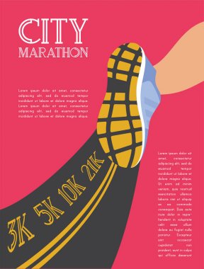 Koşu maratonunu. atlet runner ayak yol portre üzerinde çalışan. illüstrasyon vektör