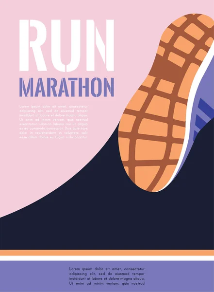 Ciudad corriendo maratón. atleta pies corredor corriendo en primer plano de la carretera. vector de ilustración — Vector de stock