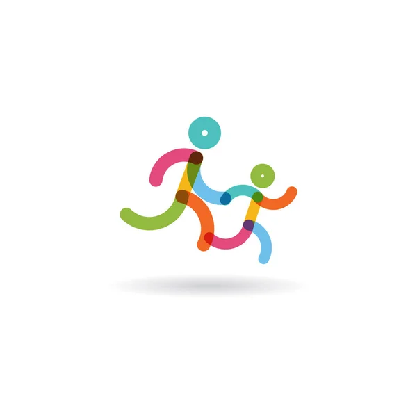家族経営のレース。競争を実行するためのカラフルな Runners.logo。ベクトル図 — ストックベクタ