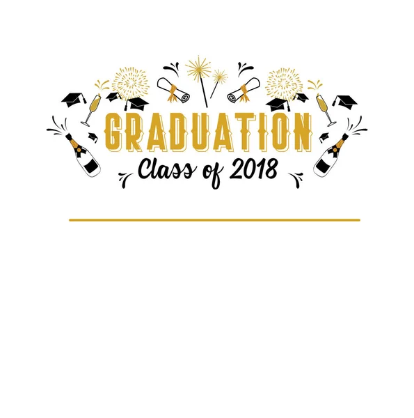 Classe de graduation de 2018 carte de vœux et modèle d'invitation. Invitation de fête vectorielle. Affiche de grade . — Image vectorielle