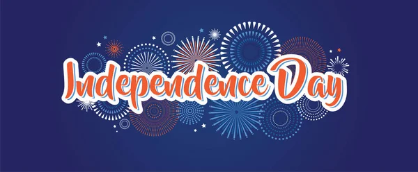 Latar belakang July Fireworks ke-4, spanduk vektor ke-4, dekorasi bendera nasional Amerika, ilustrasi Hari Kemerdekaan Amerika Serikat, simbol kebebasan negara-negara bersatu - Stok Vektor