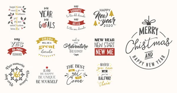 Nuove frasi di auguri anno insparation. Set lettering di elementi grafici per cartoline o poster per calligrafia . — Vettoriale Stock