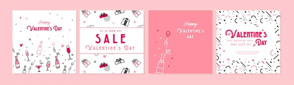 Buon San Valentino. Collezione di disegni di benvenuto sfondo. San Valentino social media contenuti promozionali e set di biglietti di auguri . — Vettoriale Stock