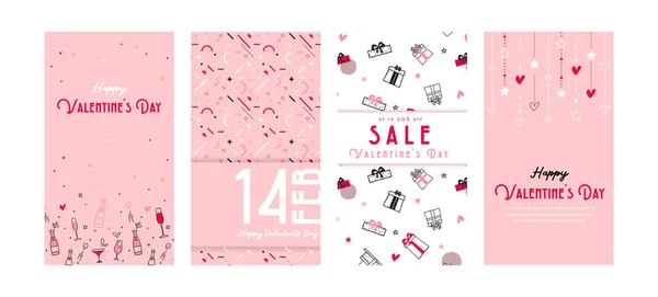 Happy Valentines day . Collection of greeting background designs. Valentine day social media promotional content. — Stok Vektör