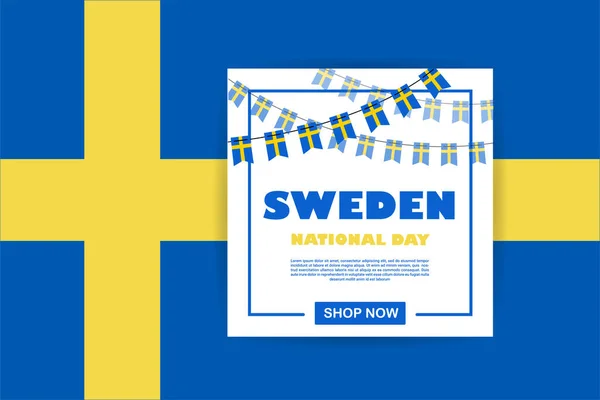 Festa nazionale della Svezia, giorno dell'indipendenza. Sfondo banner vettoriale con zigrinatura di bandiere svedesi. Sfondo per biglietto di auguri, poster, Web Banner Design . — Vettoriale Stock
