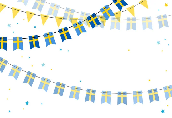 Día Nacional de Suecia, día de la independencia. Fondo de banner vectorial con banderines suecos. Fondo para la tarjeta de felicitación, Póster, Diseño de banner web — Archivo Imágenes Vectoriales