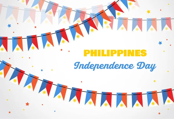 Philippines día de la independencia. Fondo de banner vectorial con banderines de filipinas. Fondo para la tarjeta de felicitación, Póster, Diseño de banner web. ilustración vectorial — Archivo Imágenes Vectoriales