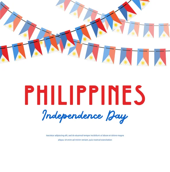 菲律宾独立日。向量横幅背景，与菲律宾国旗捆绑在一起。贺卡、海报、网页横幅设计背景. — 图库矢量图片