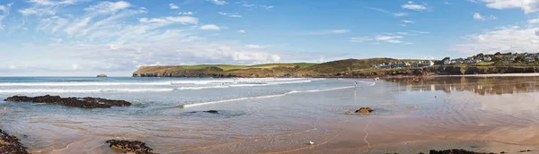 Panoramic View of Polzeath Beach in Cornwall, England — Stock Photo, Image