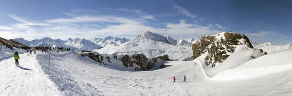 Panorama Winter View of Col de la Met, Val Cenis, Frankrig - Stock-foto