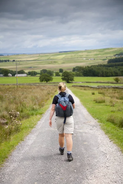 Walking on a British country lane — Stock Photo, Image