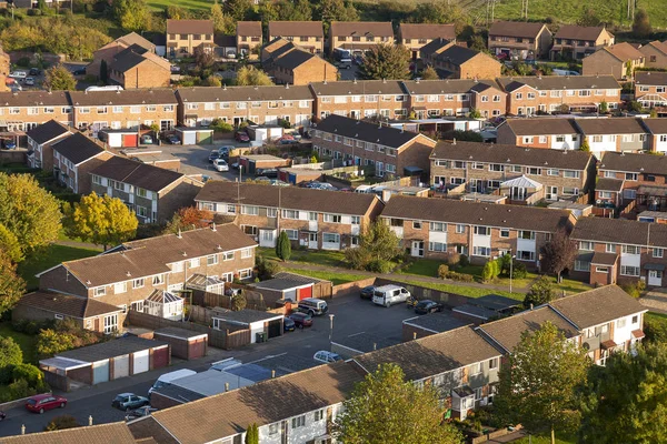 Aerial View of UK Red Brick 1970's Housing Estate Royaltyfria Stockbilder