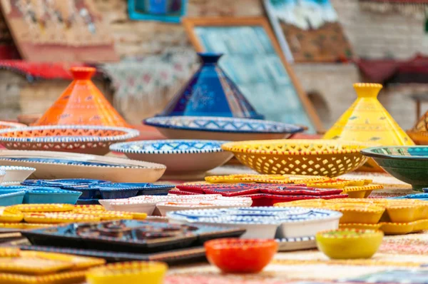 Colorful Handcrafted Handpainted Pottery Sold Market Tunisia — Stock Photo, Image