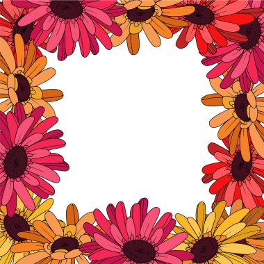 Vektör Gerbera çiçekli botanik çiçeği. Siyah ve beyaz oymalı