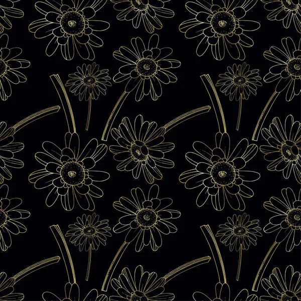 Вектор Гербера цветочный ботанический цветок. Чёрно-белая гравировка — стоковый вектор