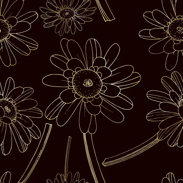 เวกเตอร์ Gerbera ดอกไม้ ดอกไม้พฤกษศาสตร์ สีดําและสีขาวแกะสลัก กราฟิกภาพเวกเตอร์