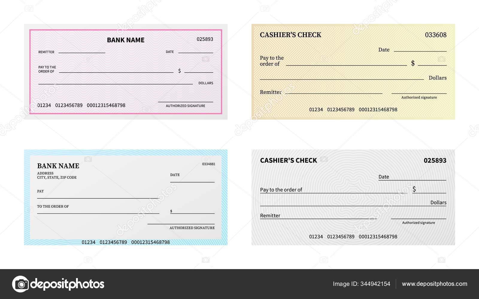 Bank check. Presentation blank cheque checkbook with guilloche For Blank Business Check Template