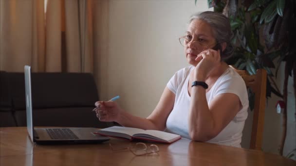 Vírus. Mulher de negócios terminar o trabalho de escritório em casa. Conceito de auto-isolamento — Vídeo de Stock