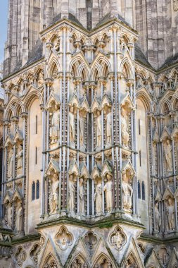 Sculptures at north west buttress of Wells cathedral clipart