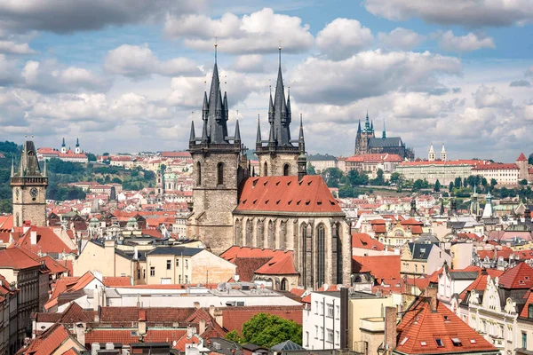 Flygfoto över Prague old town — Stockfoto
