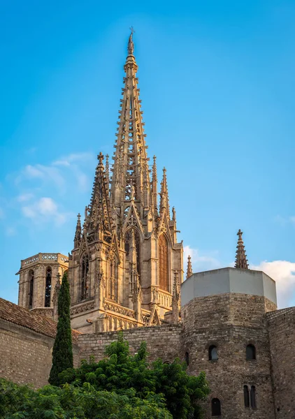 Spire della Cattedrale di Santa Croce e Sant'Eulalia a Barcel — Foto Stock