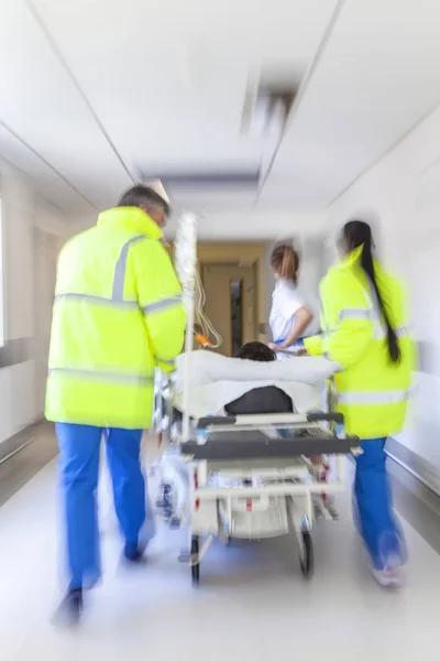 Motion Blurred Photograph Patient Stretcher Gurney Being Pushed Speed Hospital Royalty Free Stock Photos