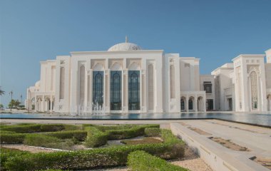 A new, monumental sight in Abu Dhabi, now open to the public, showing the wonders of the arabic exterior architecture. Qasr Al Watan, Presidential. Abu Dhabi/UAE, November 06.2019