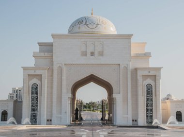 A new, monumental sight in Abu Dhabi, now open to the public, showing the wonders of the arabic exterior architecture. Qasr Al Watan, Presidential. Abu Dhabi/UAE, November 06.2019
