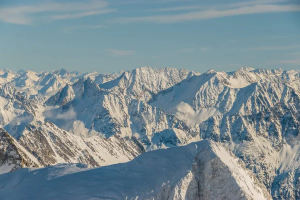 Picos Montanha Cobertos Neve Estância Esqui Engelberg Suíça — Fotografia de Stock