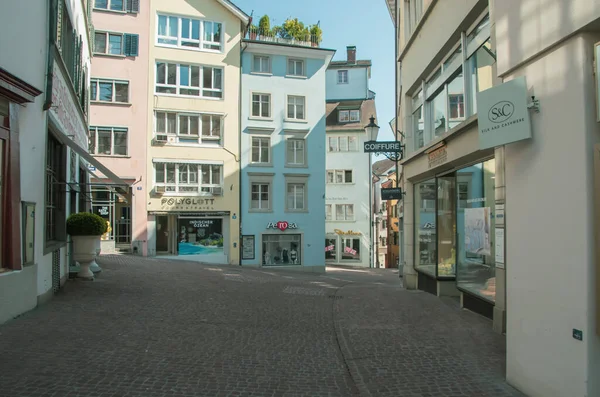 Пустые Улицы Закрытые Магазины Пропавшие Туристы Снято Цюрихе Швейцария Апреля — стоковое фото