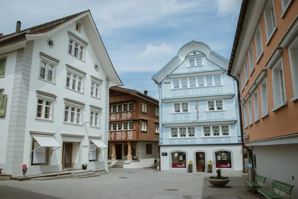 Lojas Fechadas Ruas Vazias Famoso Appenzell Tomado Appenzell Suíça Maio — Fotografia de Stock