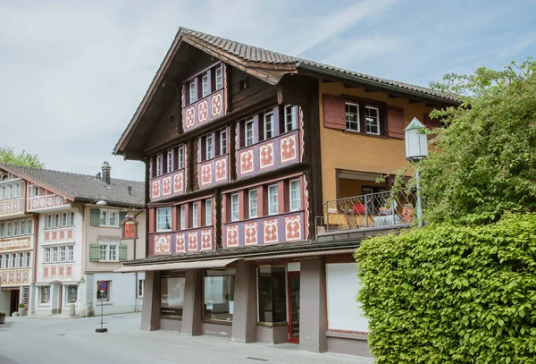 Lojas Fechadas Ruas Vazias Famoso Appenzell Tomado Appenzell Suíça Maio — Fotografia de Stock