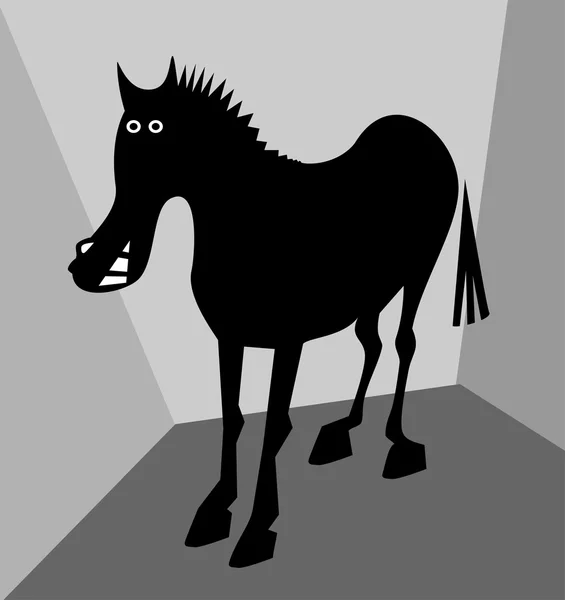 Grappige zwarte paard — Stockvector