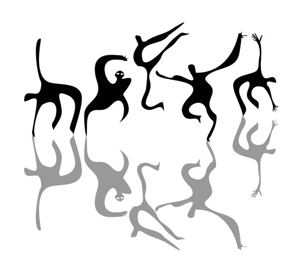 Dancing men silhouette — Stock Vector