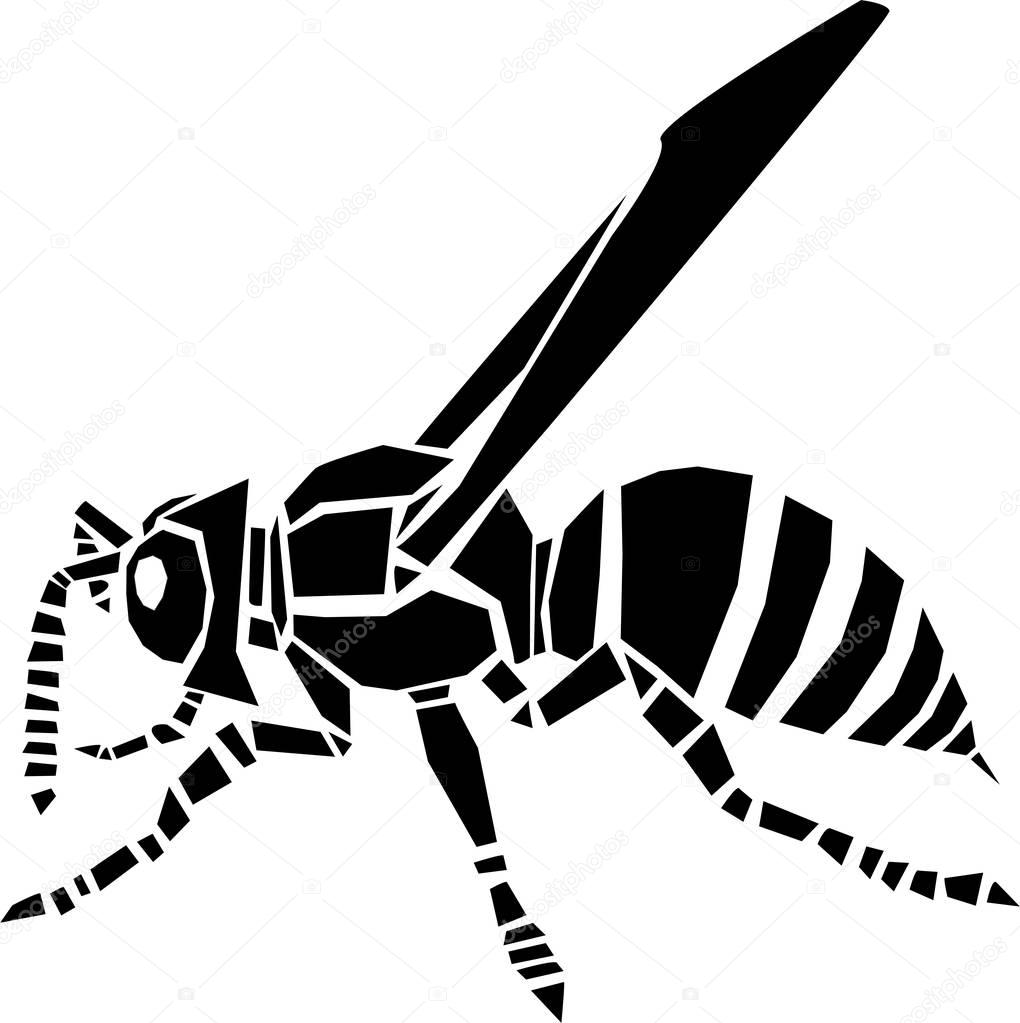 Wasp vector illustration, side view