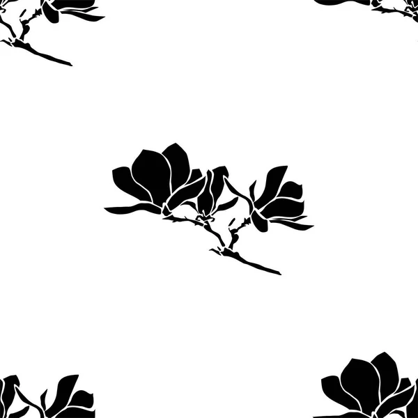Rama Magnolia con flores — Vector de stock
