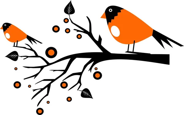 Aves en el árbol — Vector de stock