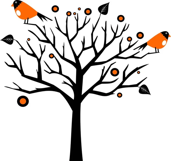 Ağaç üzerinde kuşlar — Stok Vektör