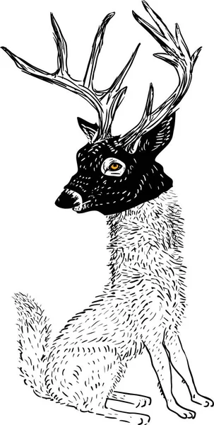 鹿の仮面の狼 — ストックベクタ