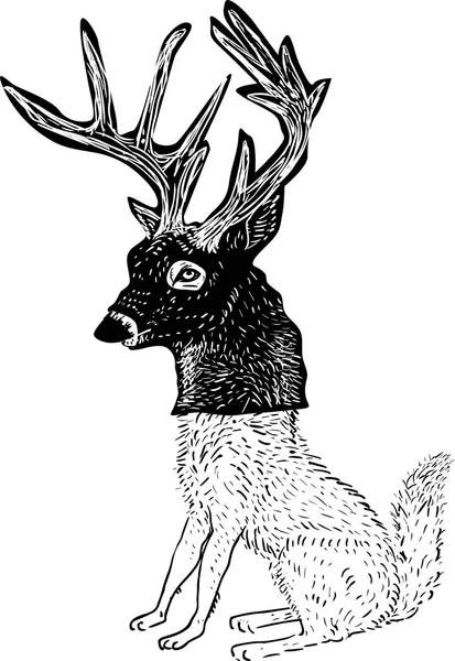 Lobo en una máscara de ciervo , — Archivo Imágenes Vectoriales