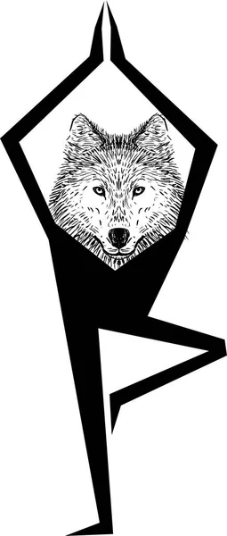 Zabawny Wilk praktyka jogi — Wektor stockowy