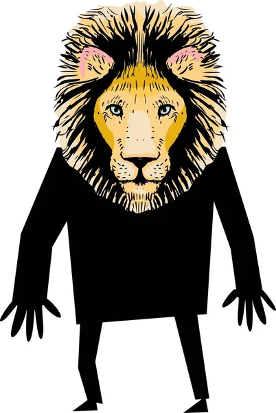 Leão engraçado vestido de preto — Vetor de Stock