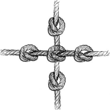 El çekilmiş ipe düğüm çerçeve