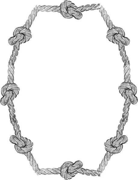 Cadre de noeud de corde tiré à la main — Image vectorielle