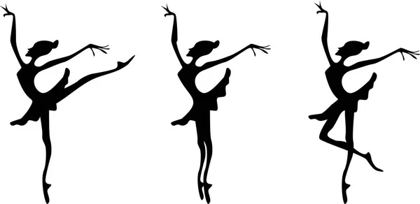 Silhouetten Van Een Ballerina Verschillende Ballethoudingen — Stockvector