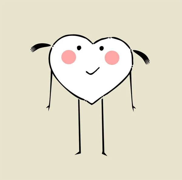 Divertido personaje de dibujos animados corazón — Vector de stock