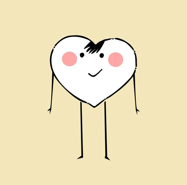 Personaggio cartone animato cuore divertente — Vettoriale Stock