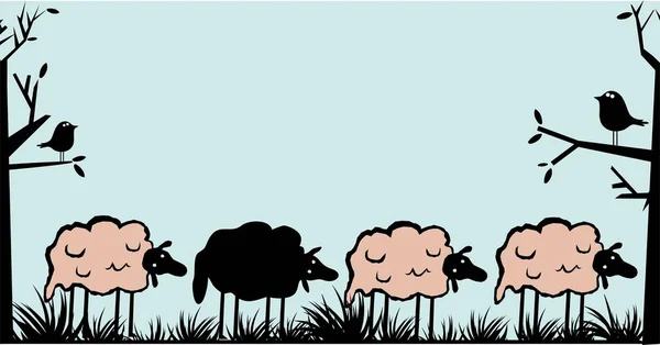Illustration drôle de moutons — Image vectorielle